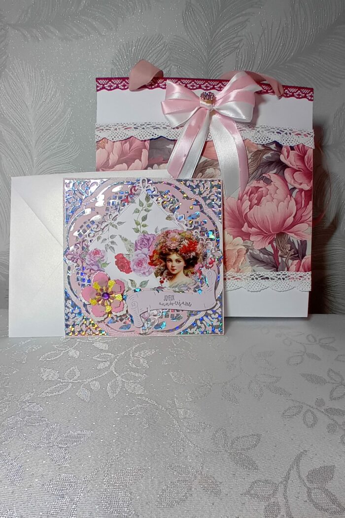 Carte d'anniversaire avec sac cadeau