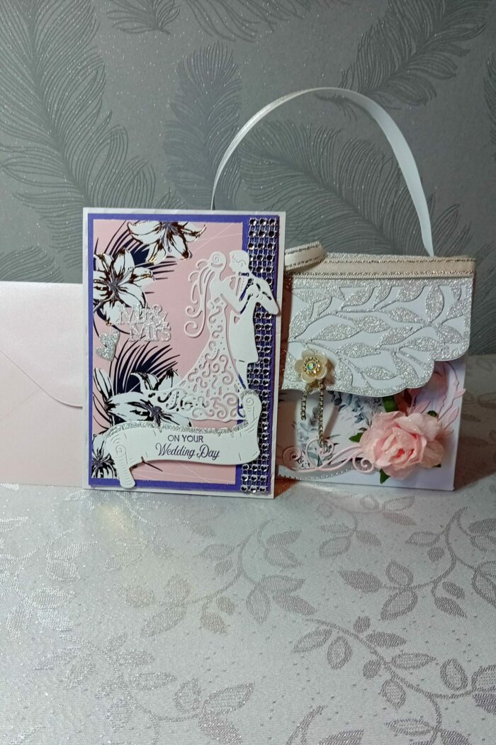 Carte félicitation de mariage avec sac cadeau