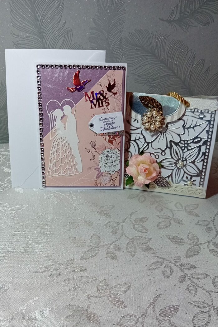 Carte félicitation mariage avec sac cadeau